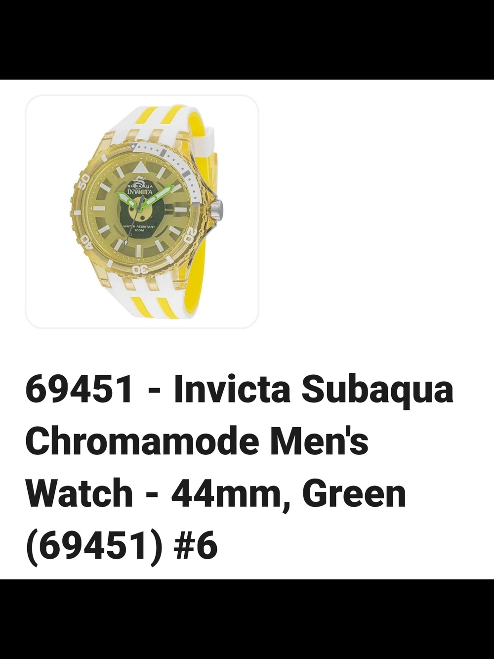 Invicta Green and Yellow Subaqua Chromamode Silicone Strap Watch
